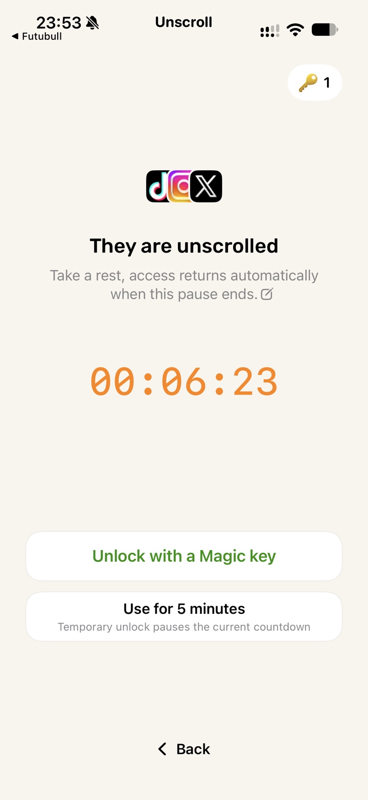 Unscroll mode countdown